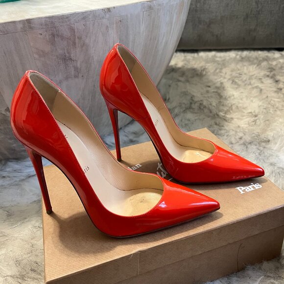 Christian Louboutin So Kate 120 mm Patent Capucine (orange) heels, size 38.5. - Picture 1 of 6